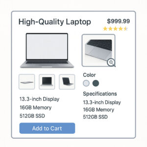 Detailed product page with high-quality images, product specs, and customer reviews.