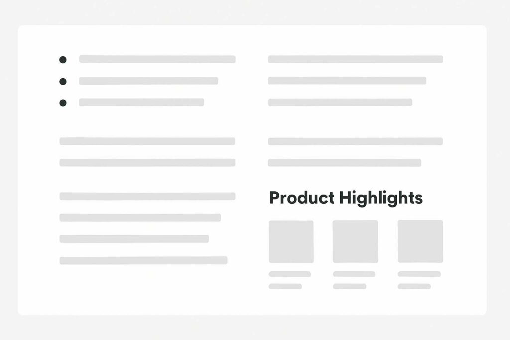 Example of a clean and scannable product description layout with bullet points