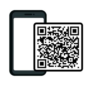 illustration of a mobile phone and a qr code