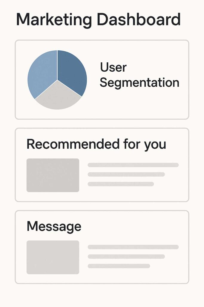 Marketing dashboard displaying segmented and personalized email content.