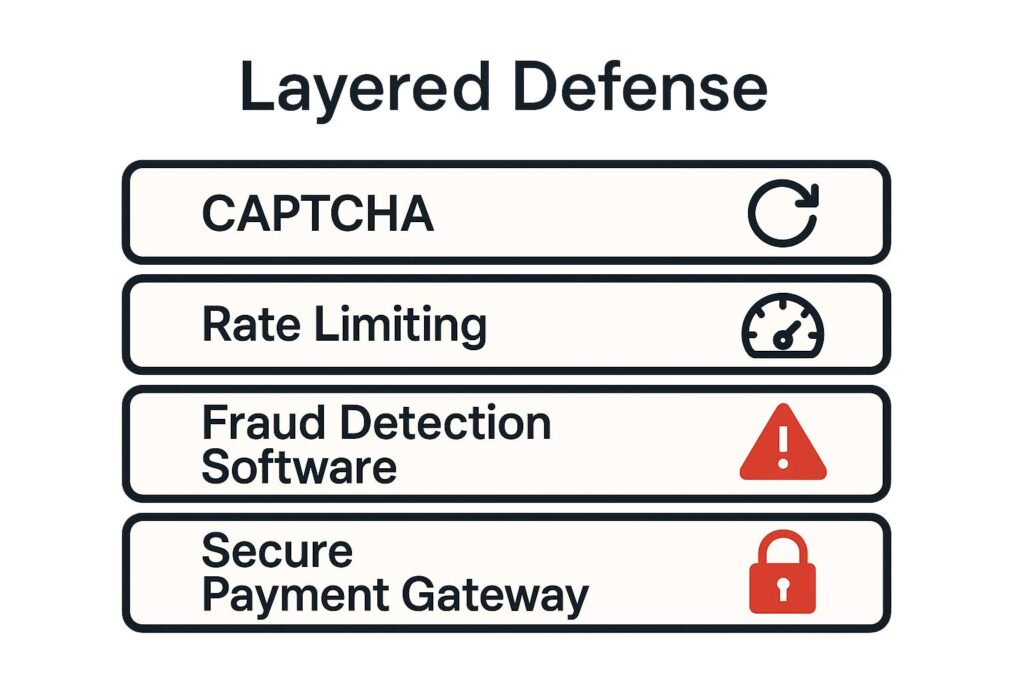Visual representation of security measures to prevent credit card fraud on e-commerce sites.